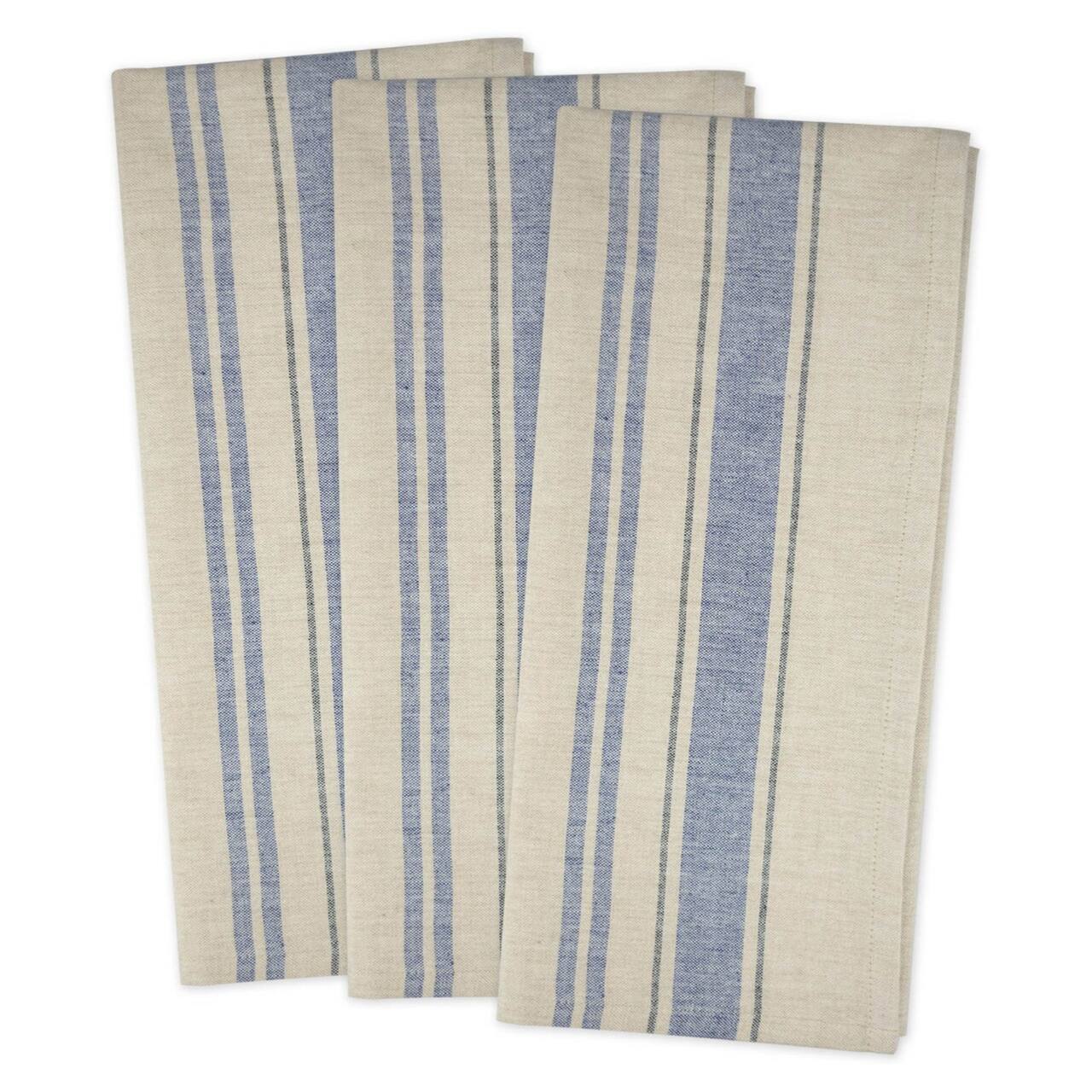 DII® Nautical Blue French Stripe Woven Dishtowel, 3ct.
